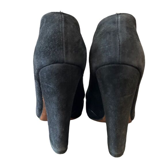 Alaia Paris D'Orsay Suede Pumps Size EU 37 US 6.5 Black Leather Chunk Heels‎ - Picture 5 of 9